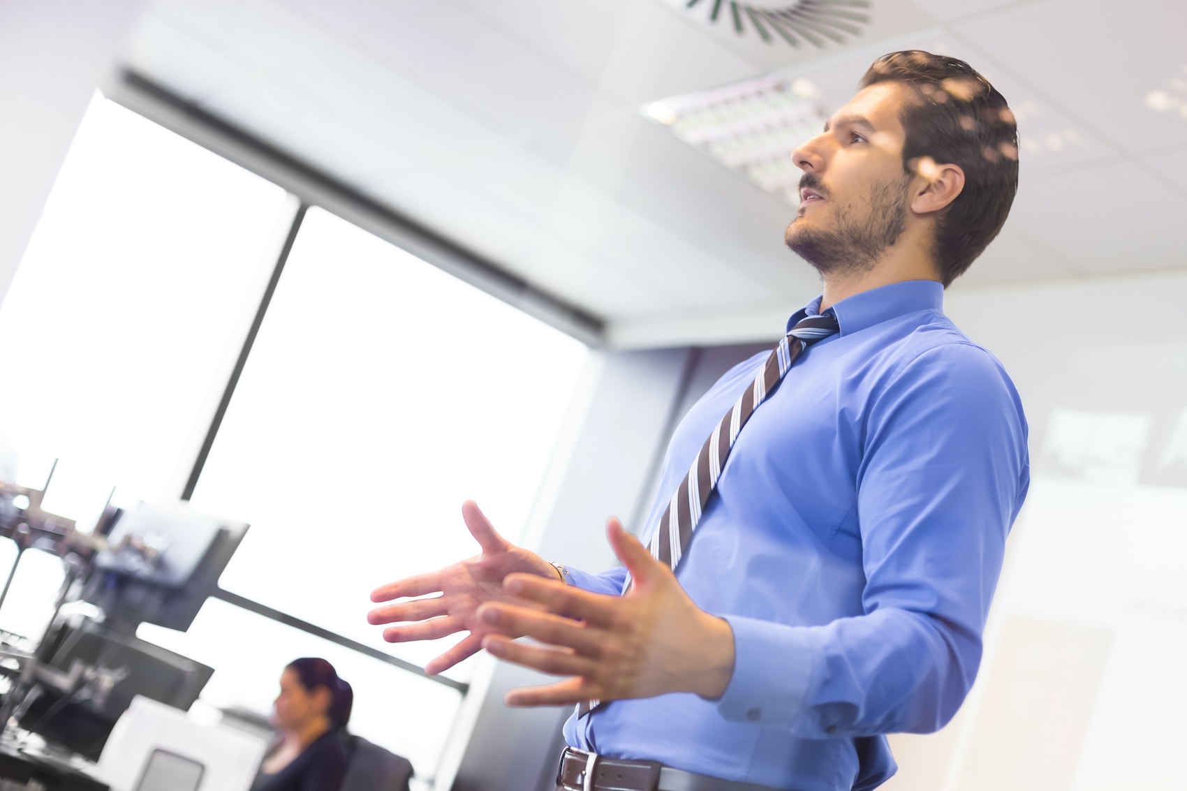 Speaking in board room